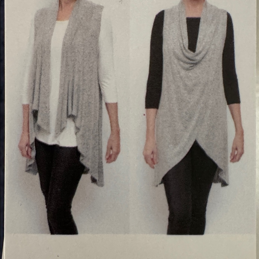 Women Olivia Sky Draped Sweater Sleeveless Blue Convertible cardigan-vest Small